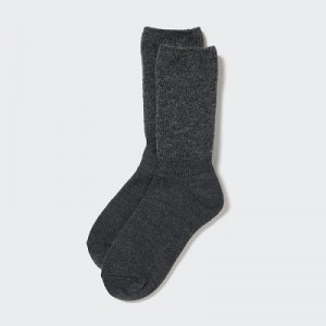 Black Uniqlo HEATTECH Souffle Yarn Women Socks | 8456103