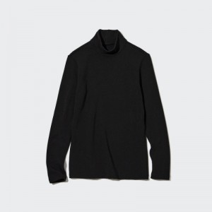 Black Uniqlo HEATTECH Ultra Warm High Neck Women T Shirts | 97436