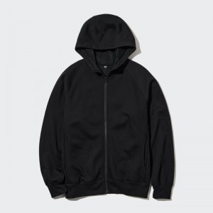 Black Uniqlo Heattech Pile Lined Sweat Full-zip Men Hoodie | 6785135
