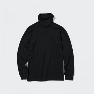 Black Uniqlo Heattech Ultra Warm Turtleneck Long-sleeve Men T Shirts | 1720091