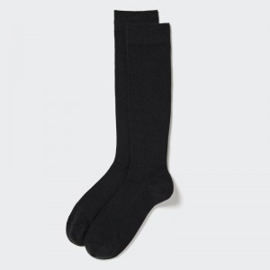 Black Uniqlo Heattech Wide-ribbed Knee-high Men Socks | 838850