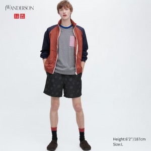 Black Uniqlo Jw Anderson Badminton Print Active Utility Men Shorts | 3515076