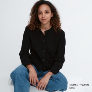 Black Uniqlo Knitted Short Women Cardigan | 2749238
