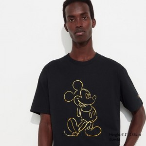 Black Uniqlo Mickey Shines UT Short-Sleeve Women T Shirts | 8410362