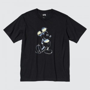 Black Uniqlo Mickey Stands Ut Short Sleeve Graphic Men T Shirts | 8493869
