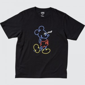 Black Uniqlo Mickey Stands Ut Short-sleeve Graphic Men T Shirts | 773337