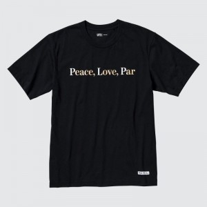 Black Uniqlo PEACE FOR ALL Short-Sleeve Graphic Adam Scott Men T Shirts | 2444004