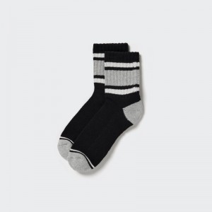 Black Uniqlo Pattern Lined Half Men Socks | 1227056