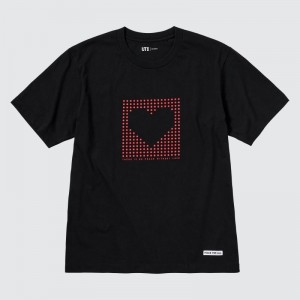 Black Uniqlo Peace For All Short-sleeve Graphic Rei Inamoto Men T Shirts | 3329746