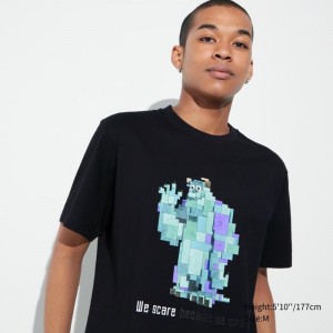 Black Uniqlo Pixar Art Ut Short-sleeve Graphic Adam Lister Men T Shirts | 9753051