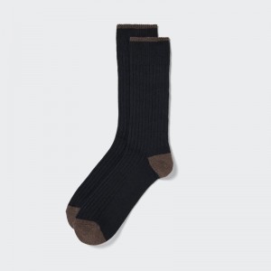 Black Uniqlo Ribbed Men Socks | 5531788