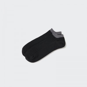 Black Uniqlo Ribbed Short Men Socks | 2852892