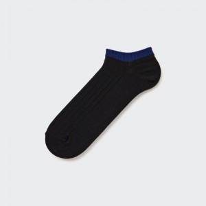 Black Uniqlo Ribbed Short Men Socks | 3096063