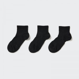 Black Uniqlo Short 3 Pack Sports/Piled Women Socks | 1036795