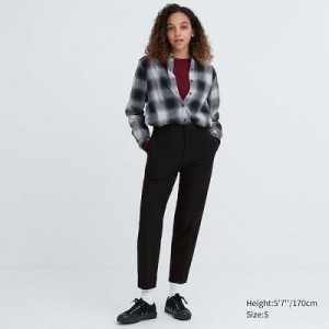 Black Uniqlo Smart Brushed Ankle Women Pants | 5802278