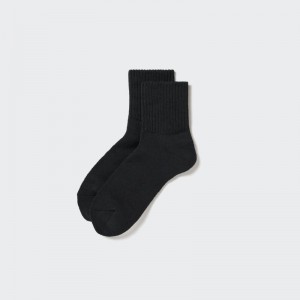 Black Uniqlo Soft Pile Half Men Socks | 2051011