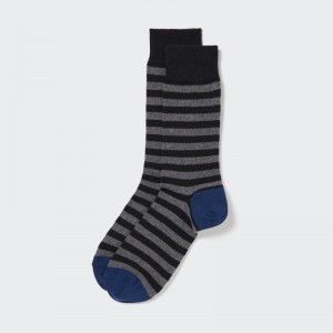 Black Uniqlo Striped Men Socks | 540284