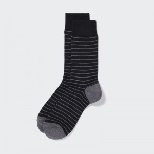 Black Uniqlo Striped Men Socks | 5909956