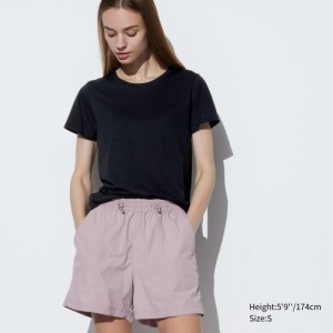 Black Uniqlo Supima Cotton Crew Neck Short Sleeve Women T Shirts | 7345767