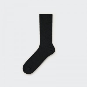 Black Uniqlo Supima Cotton Links Checked Men Socks | 4200676