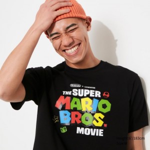 Black Uniqlo The Super Mario Bros. Movie Ut Short Sleeve Graphic Men T Shirts | 9684158
