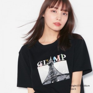 Black Uniqlo The World of CLAMP UT Short Sleeve Women T Shirts | 8023372