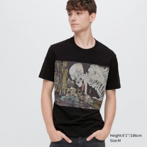 Black Uniqlo Ukiyo-e Ut Short-sleeve Graphic Men T Shirts | 9020668