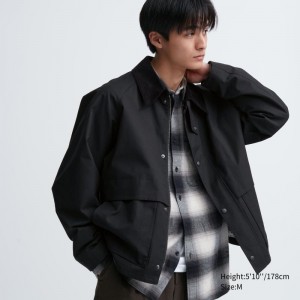 Black Uniqlo Utility Short Men Jackets | 3096222