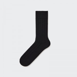 Black Uniqlo Wide-ribbed Men Socks | 7883204