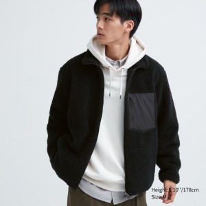 Black Uniqlo Windproof Outer Fleece Men Jackets | 1533668