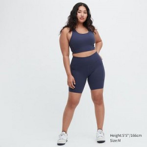 Blue Uniqlo AIRism Soft Pocket Biker Women Shorts | 416390