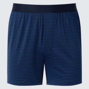 Blue Uniqlo Airism Striped Loose Fit Boxers Men Underwear | 3527281