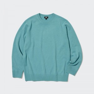 Blue Uniqlo Cashmere Crew Neck Long-sleeve Men Sweaters | 1788893