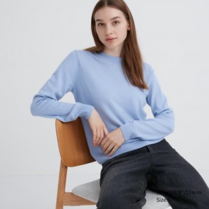 Blue Uniqlo Cashmere Crew Neck Long-sleeve Women Sweaters | 7838489