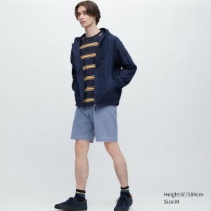 Blue Uniqlo Chambray Stretch Easy Men Shorts | 2783487