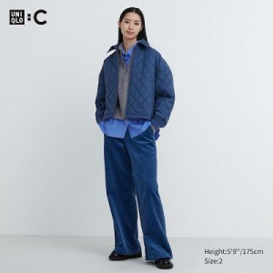 Blue Uniqlo Corduroy Wide Women Pants | 8081317
