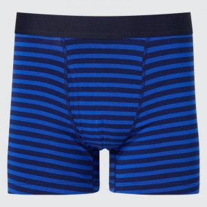 Blue Uniqlo Cotton Striped Boxer Men Underwear | 8234239