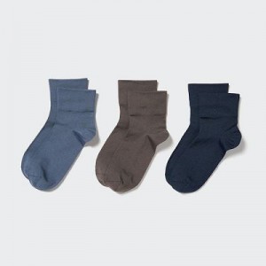Blue Uniqlo Crew Tapered (3 Pairs) Women Socks | 3270786
