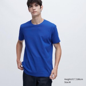 Blue Uniqlo Dry Crew Neck Short-sleeve Color Men T Shirts | 3376744