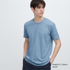 Blue Uniqlo Dry Crew Neck Short-sleeve Color Men T Shirts | 5042206
