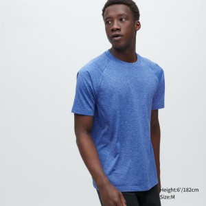 Blue Uniqlo Dry-ex Crew Neck Short-sleeve Men T Shirts | 5264402