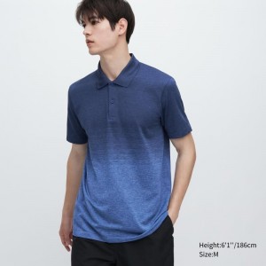 Blue Uniqlo Dry-ex Gradient Men Polo Shirts | 281445