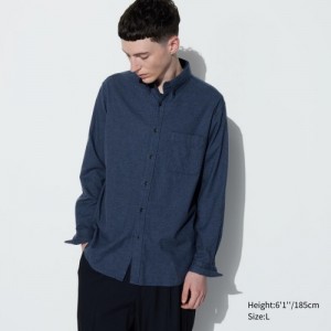 Blue Uniqlo Flannel Casual Women Shirts | 1625438