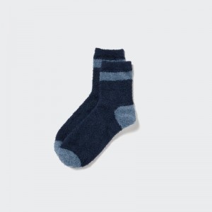 Blue Uniqlo HEATTECH Fluffy-Lined Half Men Socks | 8386225