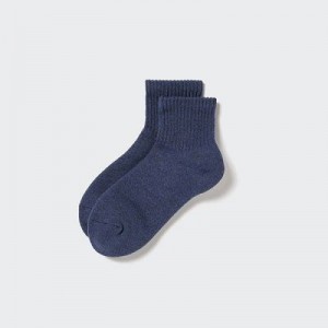 Blue Uniqlo HEATTECH Pile Half Women Socks | 4884738