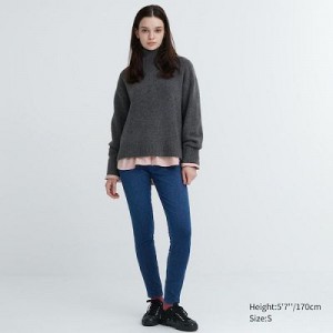 Blue Uniqlo HEATTECH Ultra Stretch High-Rise Denim Women Pants | 5599351