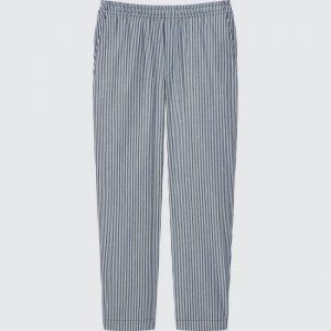 Blue Uniqlo Hickory Easy Relaxed Ankle Length Men Pants | 6278419