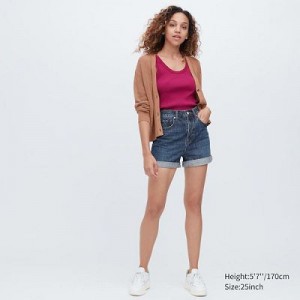 Blue Uniqlo High-Rise Denim Women Shorts | 9550851