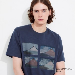 Blue Uniqlo Hokusai UT Short Sleeve Women T Shirts | 9143594