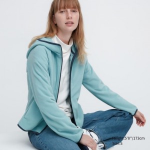 Blue Uniqlo Light Fleece Full-Zip Women Hoodie | 2067166